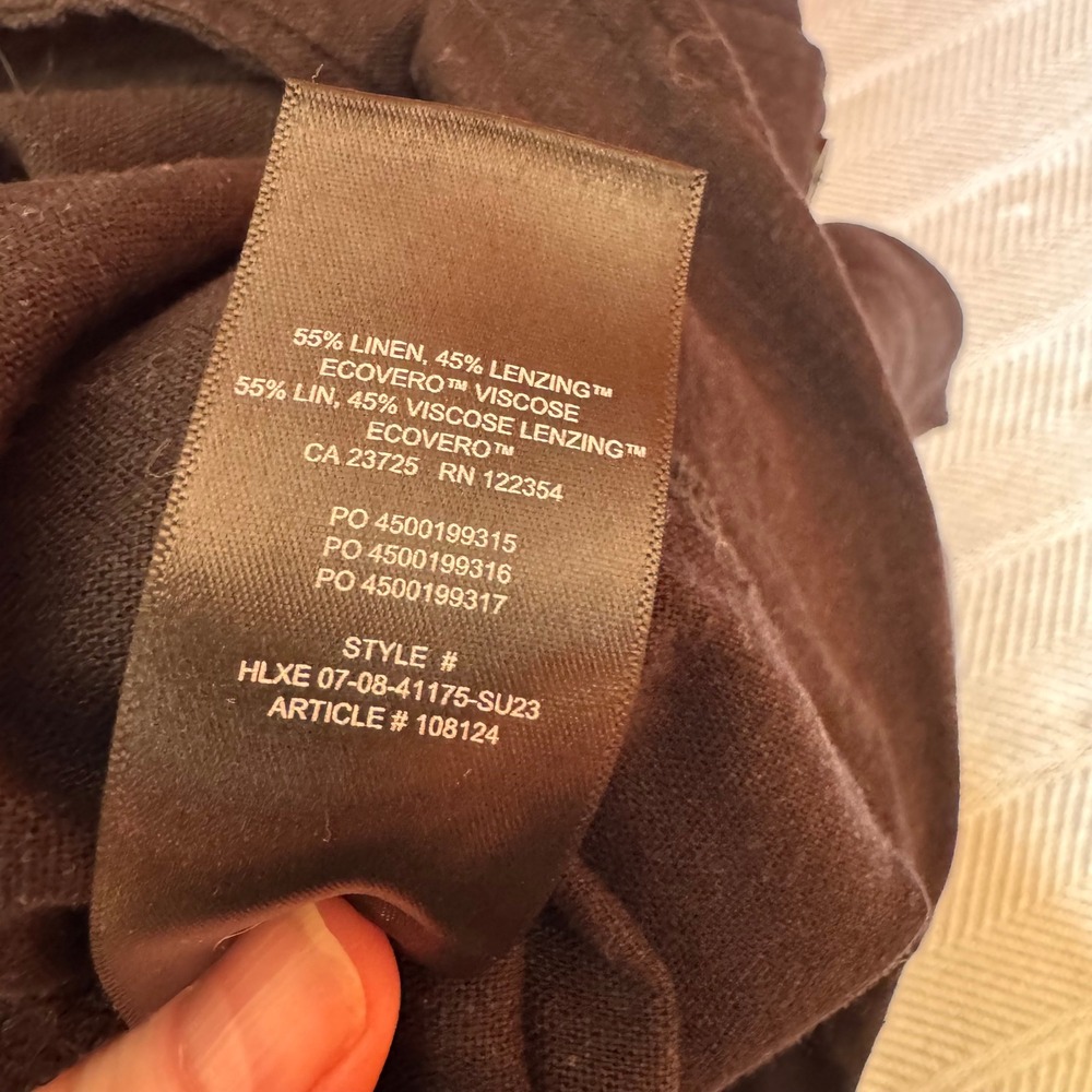 Wilfred Free Aritzia Black Linen Blend Button Front Short Sleeve Jumpsuit M - Picture 9 of 14